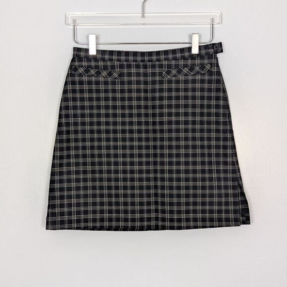 J. Crew Black Plaid A-Line Mini Skirt Women's 4 - Picture 1 of 8